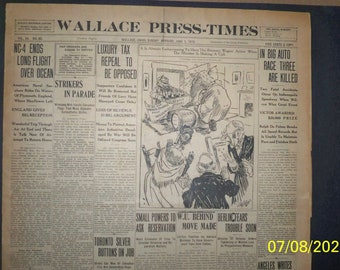 Newspaper - Wallace Press-Times - SEAPLANE NC-4 FLYS Over Ocean - June 1, 1919