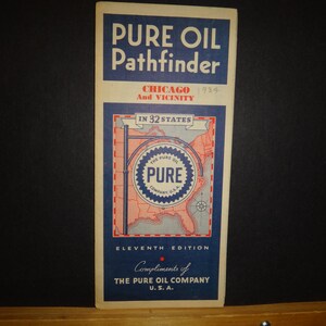 Carte PURE OIL PATHFINDER - Chicago - 1934