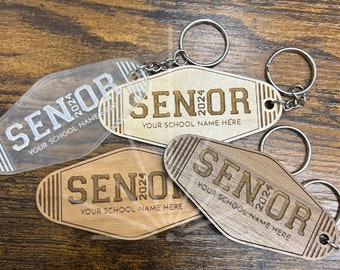 Hotel-Style Class of 2024/25 Senior Keychains (Bulk + Custom Colors Available)