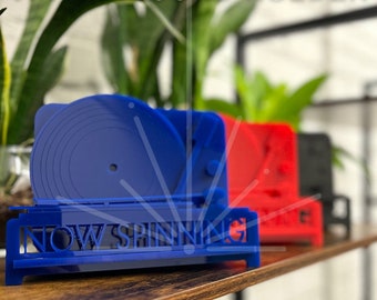 Colored Acrylic Now Spinning Vinyl Record Holder for Musicians, Dads, Music Lovers, DJs, Record Stores (Single or Double LP)