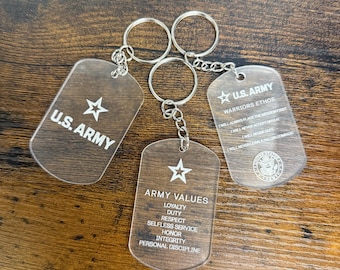 Llavero acrílico con placa de identificación militar personalizada