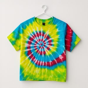 Neon Tie Dye Shirt Spiral Green Red Blue Handmade Tie Dye T-Shirt Unisex Tie Dye T Shirt Custom Sizes S-3XL Kids Mens Womens Hippie Boho Tee