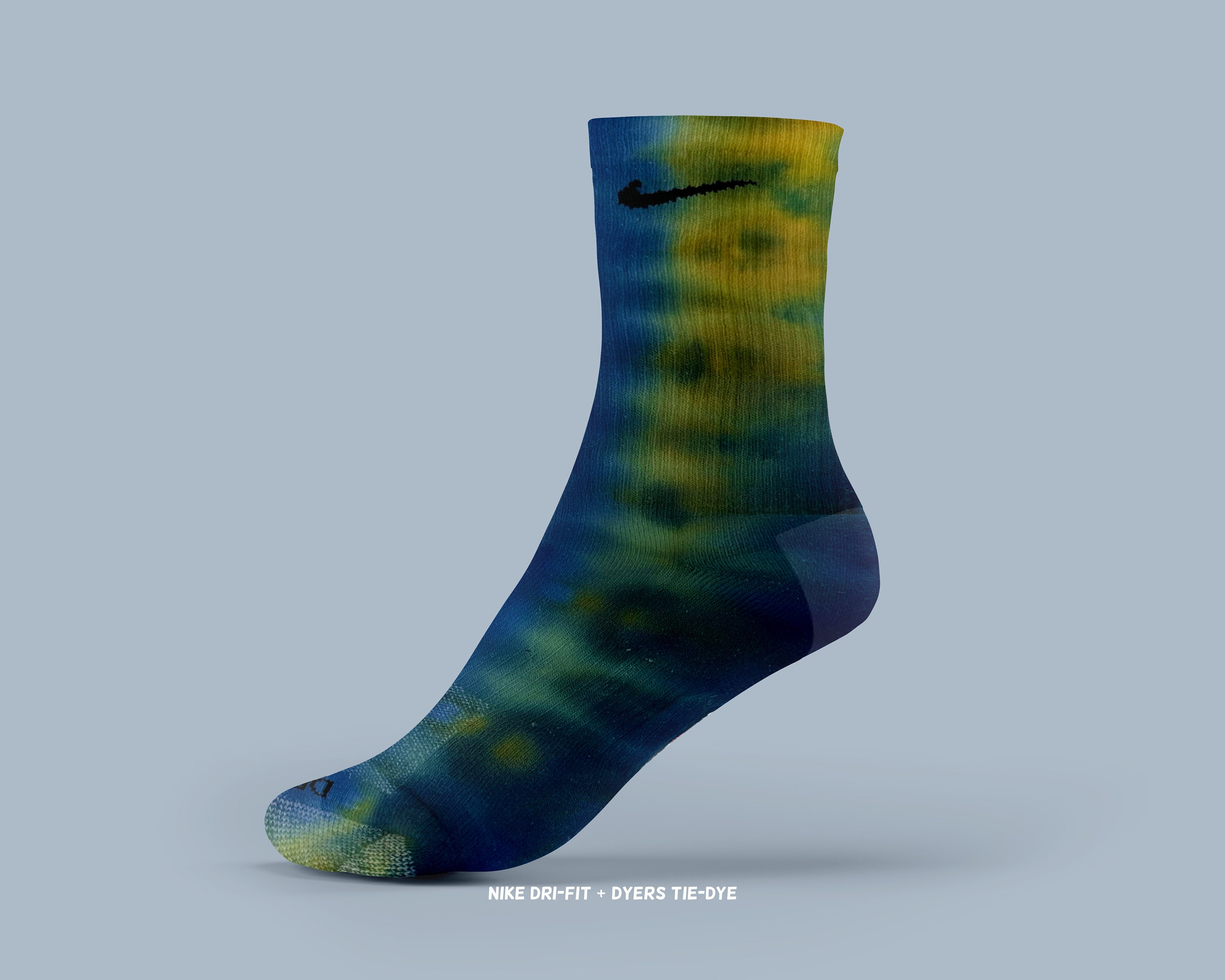 Tie Dye Socks Tie Dye Nike Dri Fit Socks Blue Yellow Green Crew Socks Adults Sizes M L XL Casual Custom Colorful Socks Dyers Tie Dye
