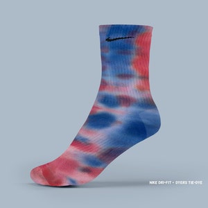 Tie-Dye socks Tie-dye socks New Nike Dri-fit Socks Red and Blue Adults Sizes -  M L XL casual custom colorful socks - Dyers Tie Dye