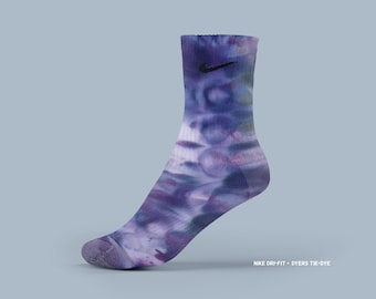 Purple Tie Dye Nike Dri-Fit Crew Socks – Handmade Custom Socks