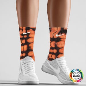 Nike Dri-Fit Tie Dye Socks Black Bleach Dye Handmade Crew Socks Grunge Aesthetic Streetwear Gift Retro Indie Skater Hype Beast Cozy Unique