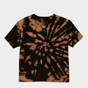 Tie-Dye Bleach Dye Black T Shirt Spiral Unisex Handmade Womens Mens Kids Custom Reverse Hippie Boho Festival Family Matching Tie Dye Tees