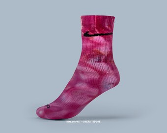 Tie-Dye socks Tie dye Nike Dri Fit socks pink light pink crew socks - All Sizes Kids Adults XXS to XL - Dyers Tie Dye