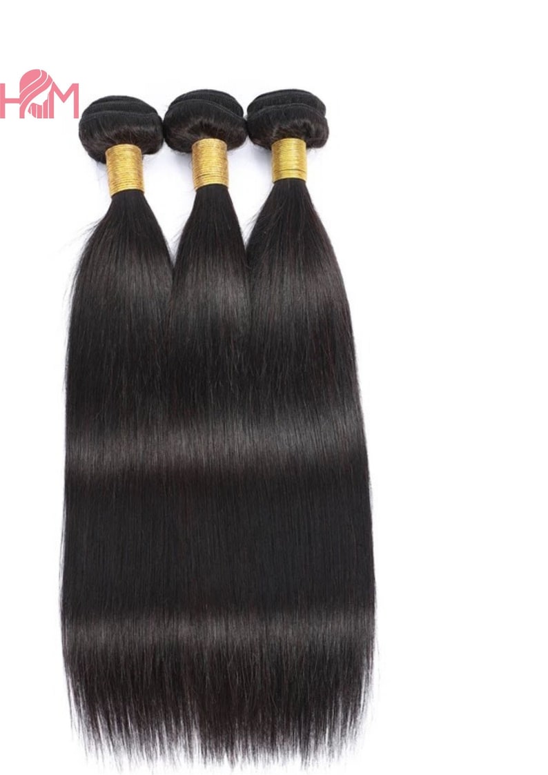 Puede incluir: Tres paquetes de extensiones de cabello humano liso negro. El cabello es liso y sedoso, y los paquetes est&aacute;n atados con bandas el&aacute;sticas doradas.