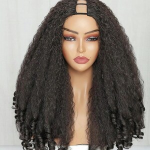 Afro Curly Bouncy Curls V Part Wig - Premium Kinky Glueless Hair - Synthetic hair