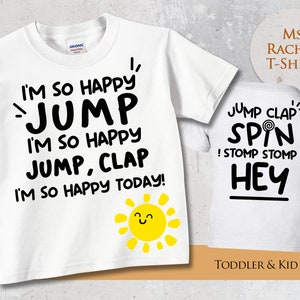 Ms Rachel Shirt &quot;I&#39;m So Happy&quot; Toddler & Kids Shirt Double Sided White T-Shirt Baby Clothing Songs for Littles Short Sleeve Tee Miss Rachel