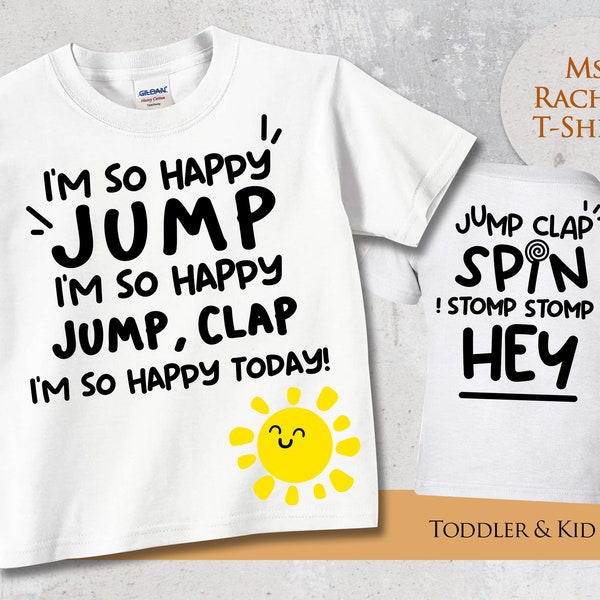 Ms Rachel Shirt "I'm So Happy" Toddler & Kids Shirt Double Sided White T-Shirt Baby Clothing Songs for Littles Short Sleeve Tee Miss Rachel