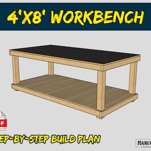 DIY Workbench Plans 4x8 – Printable Woodworking Build Plan PDF – Garage Shop Table Blueprint for Beginners
