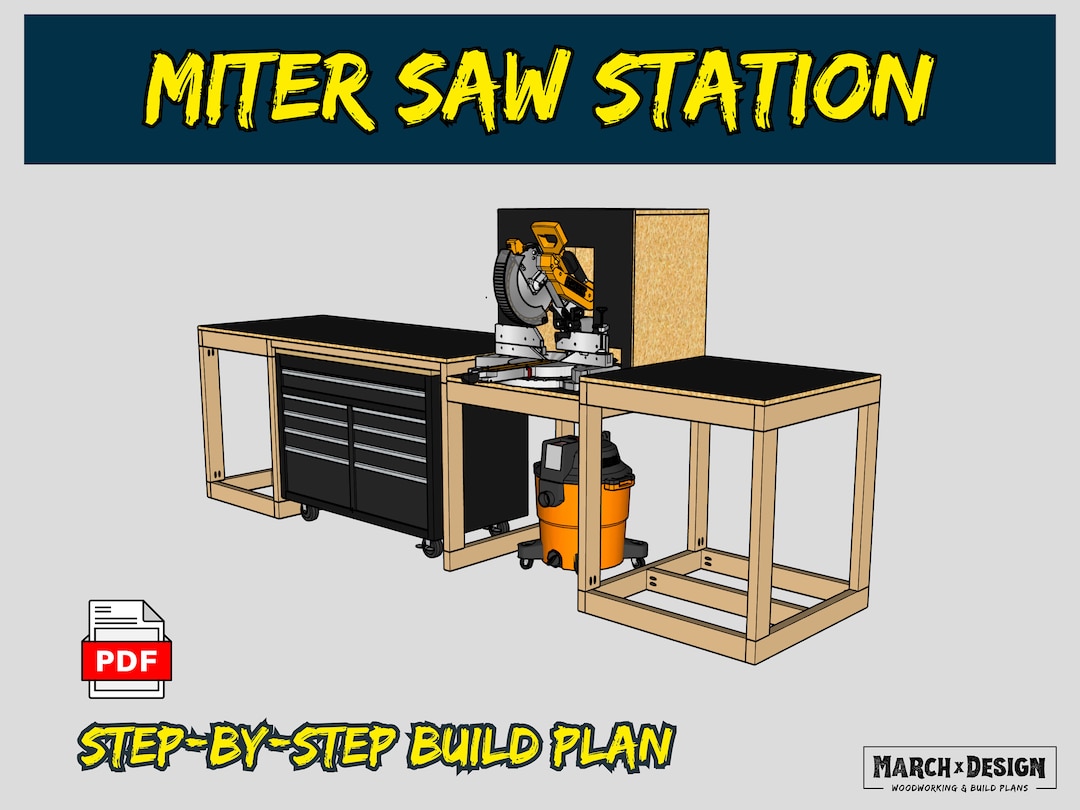 Miter Saw Station Build Plan PDF | DIY Beginner Woodworking | Dust ...