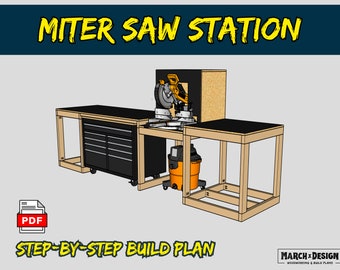 Miter Saw Station Build Plan to fit Rolling Tool Chest - PDF Build Plan