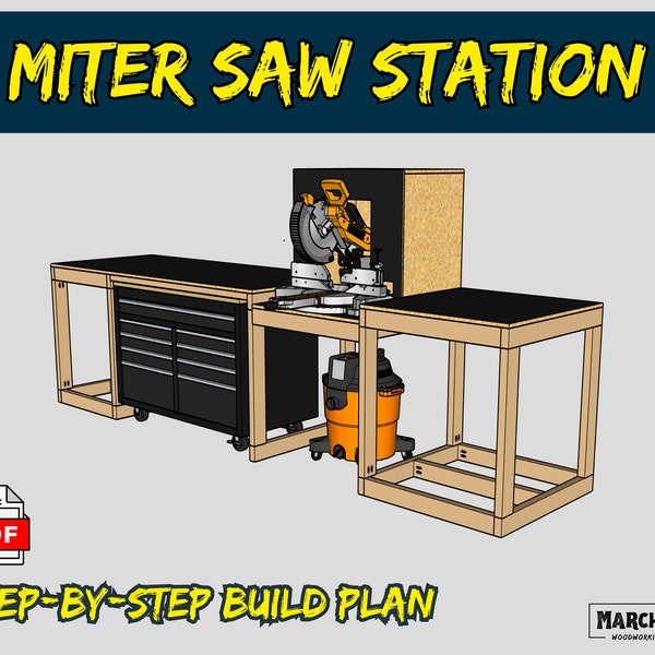 Miter Saw Station Build Plan to fit Rolling Tool Chest - PDF Build Plan