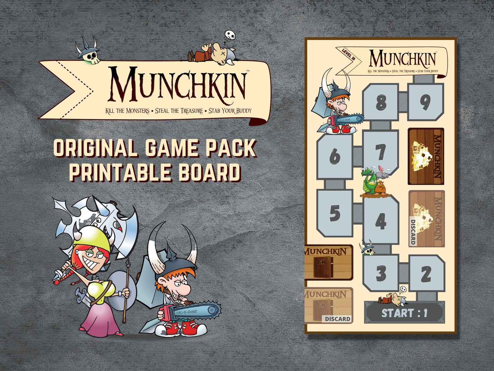 Munchkin Card Game Digital Print Board PDF Printable Board - Etsy