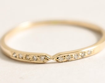 Handmade 14K Gold Moissanite Ring: Thin Band Stacking Ring