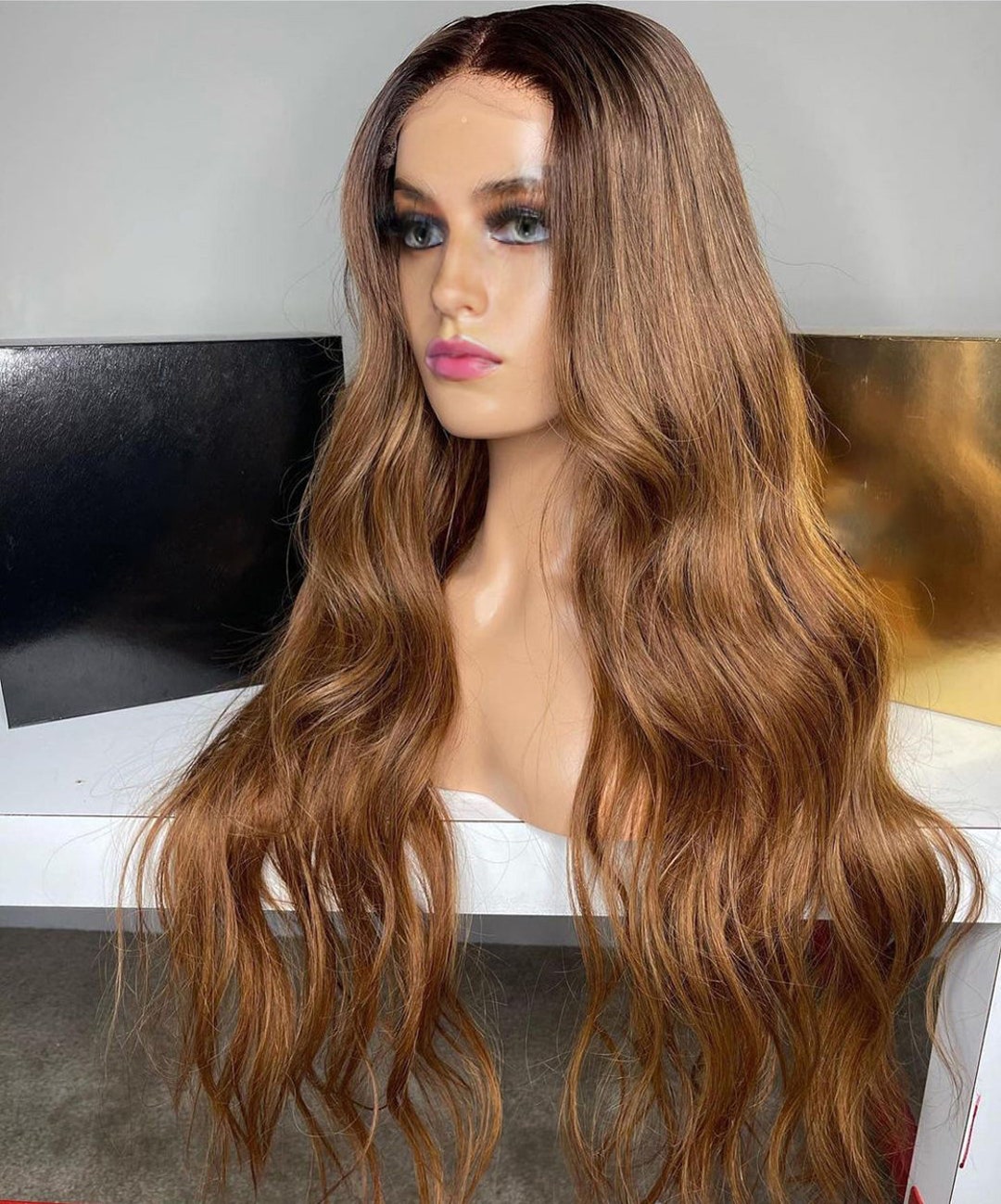 Ombre Brown Long Wave Lace Wigs For Black Women Body Wave Wig Etsy 日本