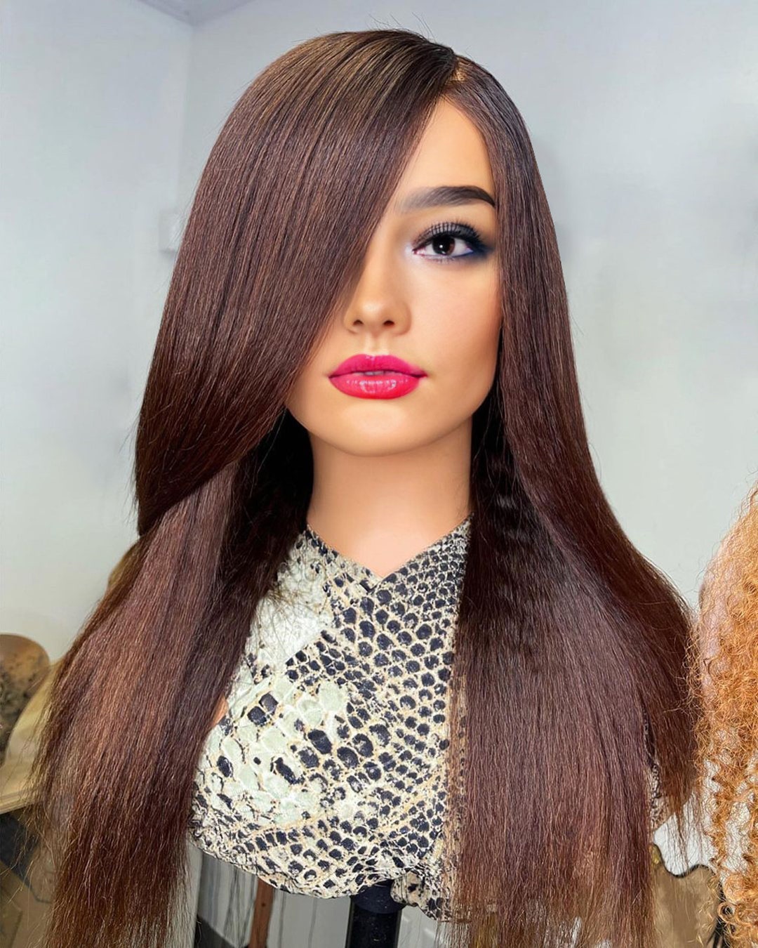 Chocolate Brown Wig Silk Straight Human Hair Wigs Transparent Etsy