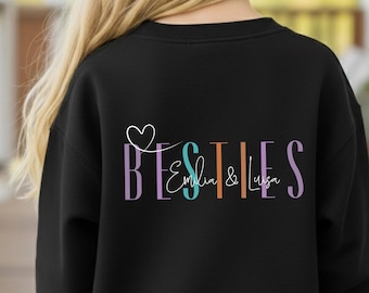 Personalized BESTIES sweater for kids, friendship sweatshirt with name, gift idea for best friends, teenagers