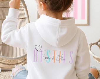 Personalisierter BESTIES Hoodie für Kinder Freundschaft Hoodie mit Namen Geschenk Idee Teenager für beste Freundinnen und Freunde