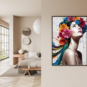 Opera d'arte astratta moderna di donna - Poster da parete in stile scandinavo | Decorazioni alla moda per il soggiorno, regalo perfetto per lei | Poster di Boho Line Art