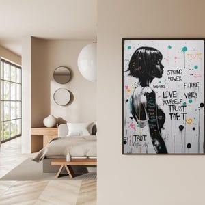 Stampa artistica astratta femminista, arte di donne forti, pittura di donne girl power, arte astratta su tela, arte femminile, arredamento per la casa, stampa artistica