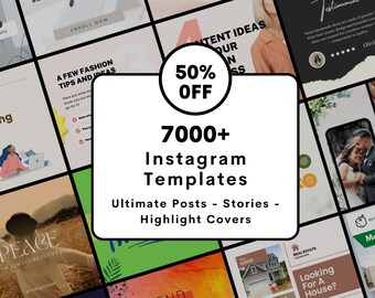 7000+ neutrales Instagram Template Bundle, All in One Instagram Bundle, Instagram Stories & Post, Social Media, Blogger, Instagram Canva Vorlagen