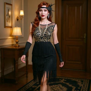 1920s Flapper Gatsby Dress, Vintage Downton Abbey Dress, Art Deco Retro Evening Dress, Elegant Gatsby Dress, Roaring 20s Flapper Dress