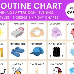 300 Editable Daily Routine Cards, Toddler Routine Chart, Daily Rhythm, Visual Schedule for Kids, Chore Chart, Printable DIGITAL DOWNLOAD