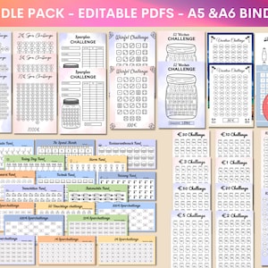 Sparchallenge Set 1, 2, 5, 10, 20, 50 Euro | Kleingeld-Challenge, Spar Tracker | Passend für A6 Geldumschläge, A6 Cash Binders |PDF Download