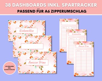 38 Dashboards/ Deckblätter + Budget Tracker Planer A6 Deutsch Cashstuffing Sparen Digitaler Descargar PDF Finanzplaner
