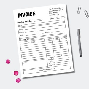 Invoice Editable Template, Business Custom Order Form Printable ...