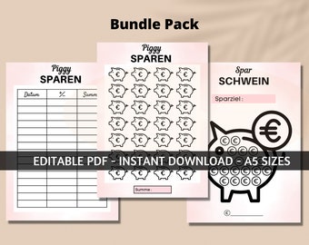 Spar Schwein challenge, piggy Spar Challenge, piggy sparen, Piggy Sparen mit tracker, Digitaler PDF Download