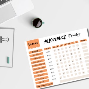 Allowance Tracker for Kids, Printable Allowance Chore Chart, Earn Money ...