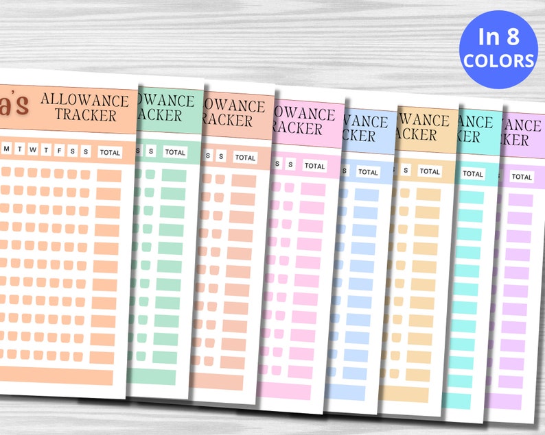 Allowance Tracker for Kids, Printable Allowance Chore Chart, Earn Money ...
