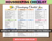Housekeeping checklist,Editable cleaning schedule,House chore list,ADHD cleaning planner,Weekly house chores,ADHD clean home,Adult chore