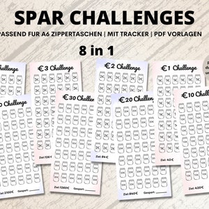 Sparchallenges &quot;Sparglas&quot; für A6 Geldumschläge und A6 Cash Binders (passend für Zipperumschläge). Digitaler Download.