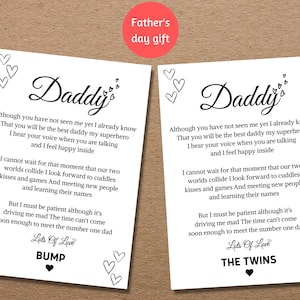 Daddy to be Gedicht Schwangerschaftansage, Papa Geburtstag A5 Karte mit Umschlag, Vatertagskarte, Schwangerschaft enthüllen, Daddy zu sein, für Daddybauch