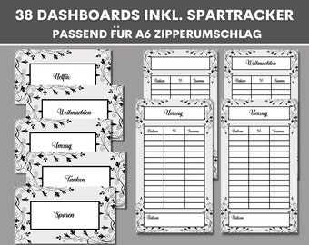 38 Dashboards/ Deckblätter + Budget Tracker Planer A6 Deutsch Cashstuffing Sparen Digitaler PDF Download Finanzplaner