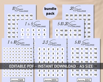 Sparchallenges | Sparchallenges Bundle | 1, 2, 5 ,10 ,20 Spar challenges in A5 size | Digitaler Download