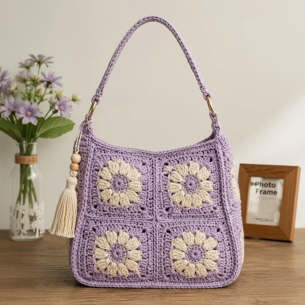 37 Lavender Crochet Patterns: Unleash Your Creativity with These Beautiful Designs 30 Lavender Daisy Crochet Shoulder Bag