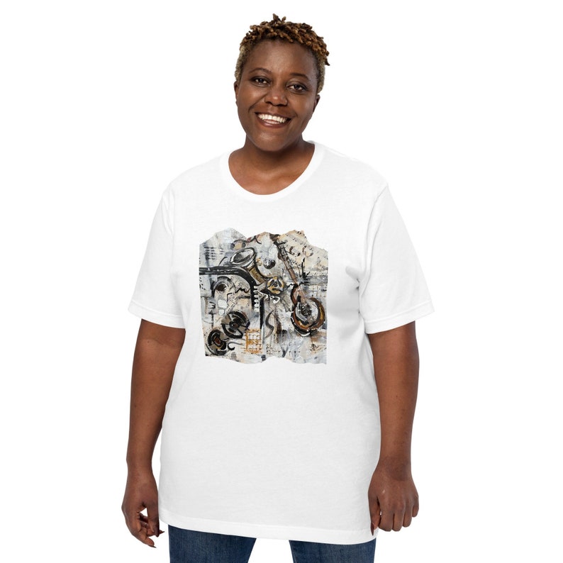Music Abstract Art on Graphic Tee,2X-5XL, Men's Tees, Women's Tees, Musical Instruments, Gender-Neutral T-Shirt, T-shirts for Musicians. image 1