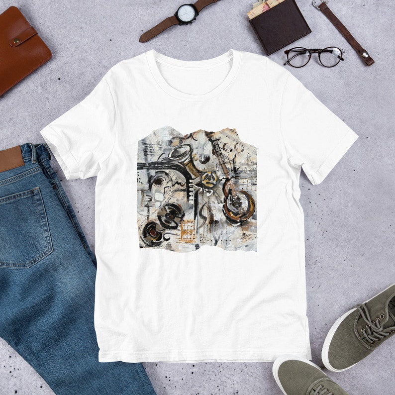 Music Abstract Art on Graphic Tee,2X-5XL, Men's Tees, Women's Tees, Musical Instruments, Gender-Neutral T-Shirt, T-shirts for Musicians. image 8