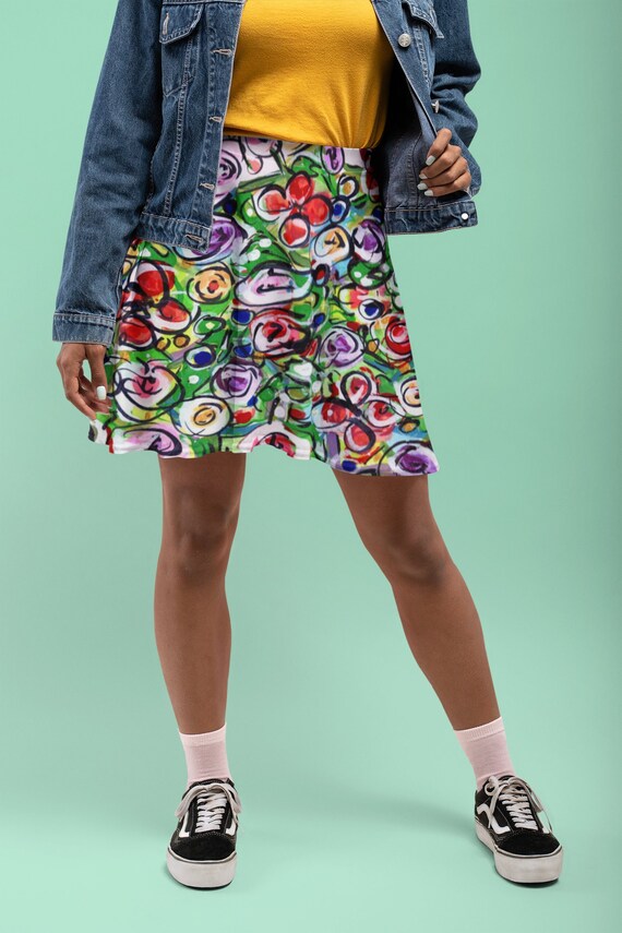 Plus size top skater skirt floral