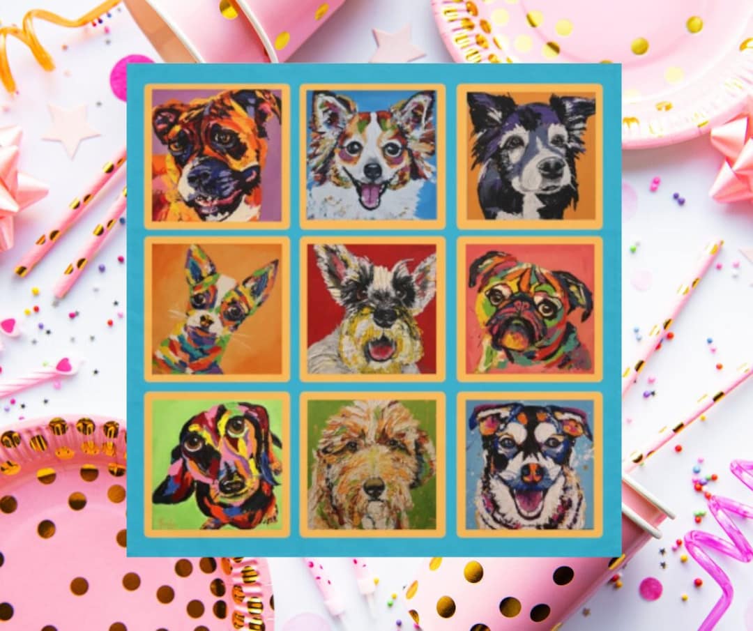 Napkins With Fun Dog Faces, Set of 4 Cloth Napkins, Napkins Reusable, Dogs, Dog Lovers, Dog