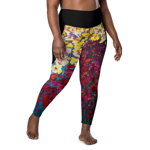 Melbourne børn blur Plus Size Floral Fashion Leggings XL-6XL With Pockets Yoga - Etsy