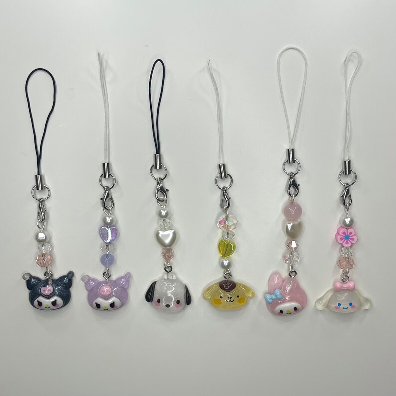 Sanrio Handmade Phone Charms Hello Kitty, Pompompurin, Kuromi, My