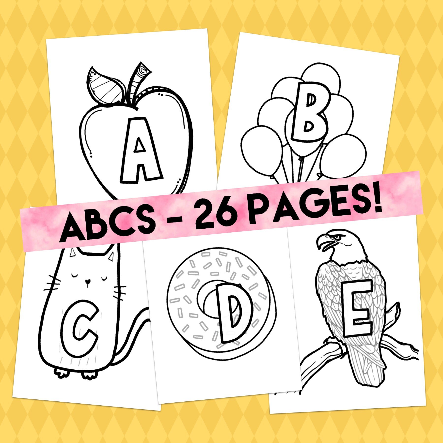 abc coloring sheets large easy to color 26 pages of a to z etsy